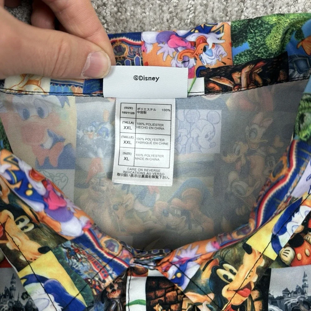 Disney Parks Mickey Mouse and Friends‎ Button-Up Camp Shirt AOP EUC XXL